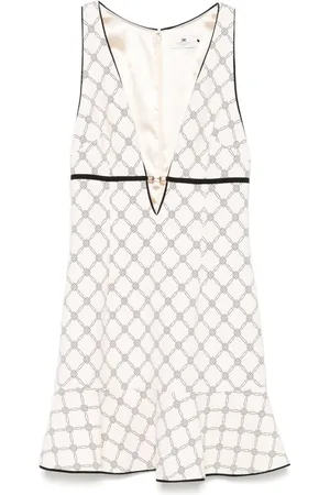 Elisabetta Franchi Kort kjole i crepe med diamanttryk