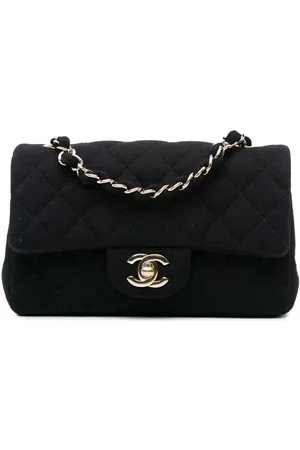 CHANEL Mini rektangulær Single Flap crossbody-taske i jersey fra 2016-2017