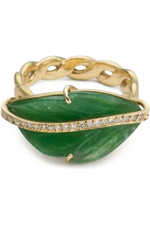 Brooke Gregson 18kt yellow gold Leaf jade and diamond ring