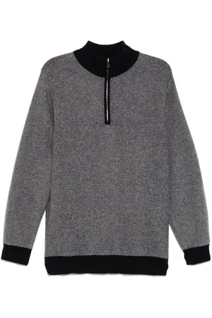 N.PEAL Tekstureret Birdseye sweater med kort lynlås