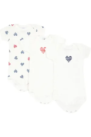 Petit Bateau Bodysuit med hjertetryk (pakke med tre)