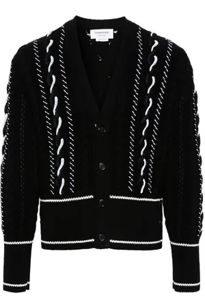 Thom Browne Cardigan i kraftig strik med V-hals