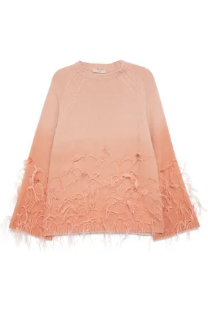 Elie saab Striktrøje med fjerudsmykning
