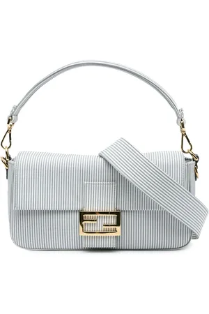 Fendi Stribet baguette satchel-taske i jersey fra 2010-2024