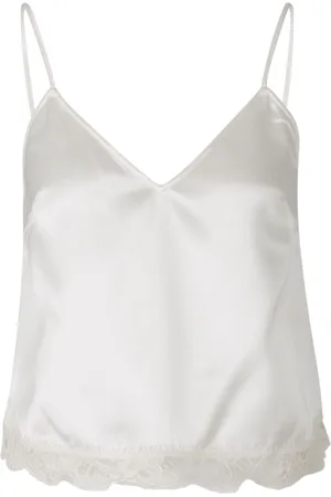 Alexander McQueen Top i satin med V-hals