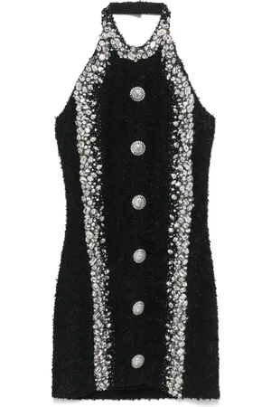 Balmain Kort kjole med krystaludsmykning