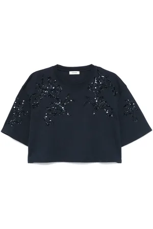 Sandro T-shirt med rhinstenudsmykning