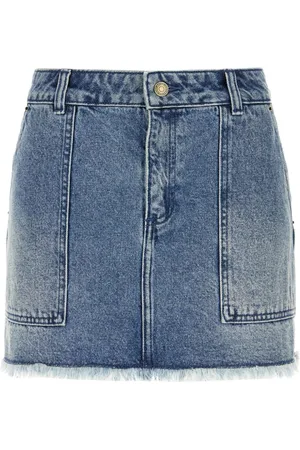 Michael Kors Kort denimnederdel med frynsedetalje
