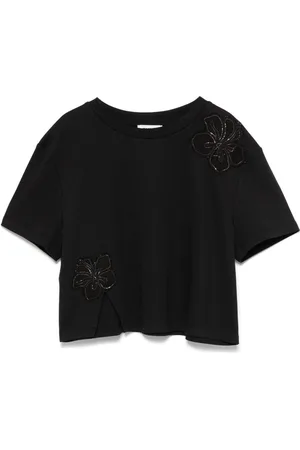 Sandro T-shirt med rhinstenudsmykning