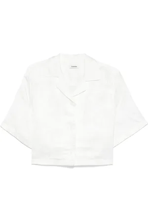 Sandro Cropped skjorte med jacquard-blomster