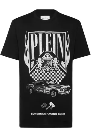 Philipp Plein Strass Flame Racing T-shirt