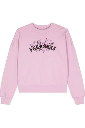Chiara Ferragni Sweatshirt med broderet logo og sommerfugletryk