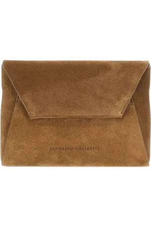 Brunello Cucinelli Monili-udsmykket clutch i ruskind