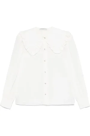 Alessandra Rich Silkebluse med peter pan-krave