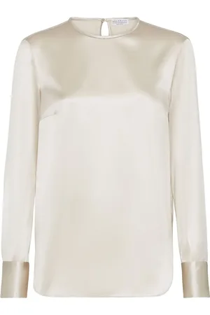 Brunello Cucinelli Langærmet T-shirt i satin
