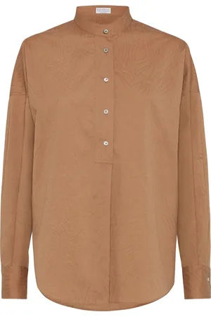 Brunello Cucinelli Skjorte i jacquard med monili-udsmykning