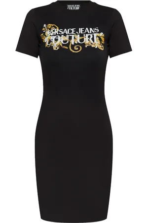 VERSACE Kort Barocco kjole med krystaludsmykning