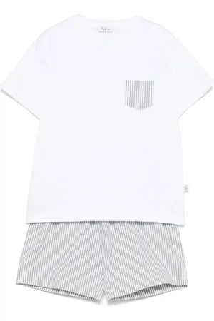 Il gufo T-shirt og shortssæt i bomuld