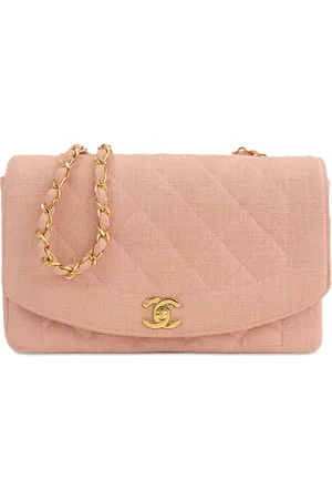 CHANEL Mellemstor Diana Flap crossbody-taske i lærred fra 1991-1994