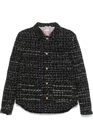 Thom Browne Tweedjakke med denimbånd