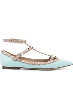 VALENTINO GARAVANI Rockstud ballerinaer i lakeret læder