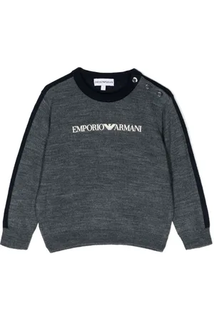 Emporio Armani Trøje med broderet logo og rund hals