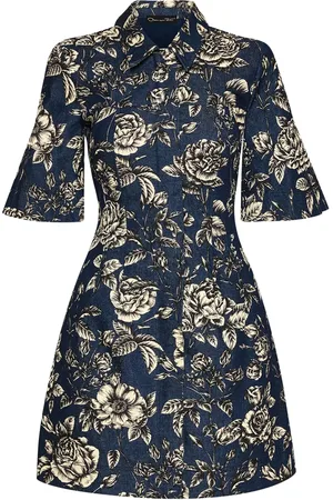 Oscar de la Renta Kort kjole i denim