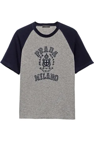 Prada Intarsiastrikket T-shirt med logo