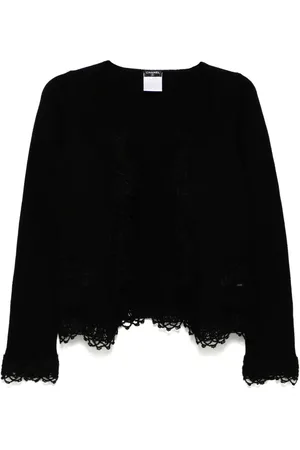 CHANEL Cardigan med blondedetalje fra 1990-2000
