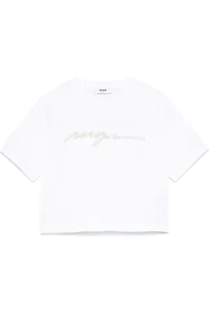 Msgm T-shirt med perledekoreret logo