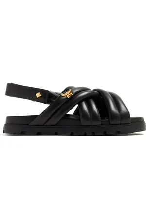 MCM Sorte sandaler i læder med krydsende remme
