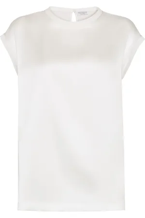 Brunello Cucinelli Monili-udsmykket T-shirt i satin