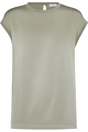 Brunello Cucinelli Monili-udsmykket T-shirt i satin