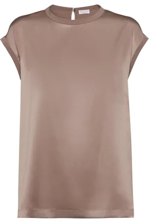 Brunello Cucinelli Monili-udsmykket T-shirt i satin