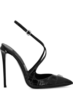 Philipp Plein Pumps med krokodilleeffekt og krydsede remme