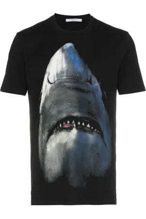 Givenchy Kortærmet T-shirt i bomuld med haj-tryk