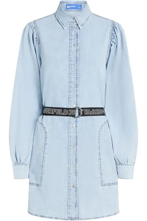 Karl Lagerfeld Denim-skjortekjole med pufærmer