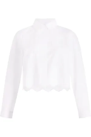 Patou Cropped poplin-skjorte med takket kant