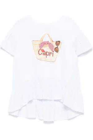 MONNALISA T-shirt med broderie anglaise-panel