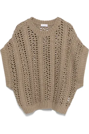 Brunello Cucinelli Bomuldsvest i ribbet net