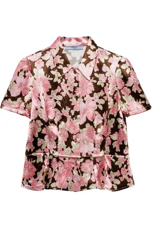Prada Skjorte i satin med blomstertryk