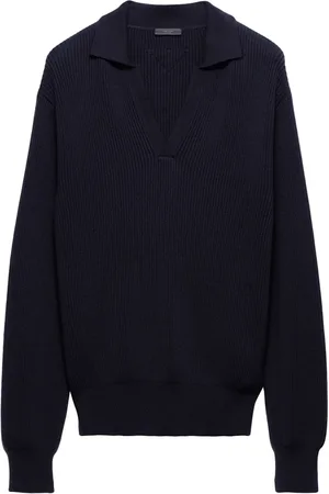 Prada Ribstrikket polo-sweater