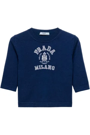 Prada Intarsiastrikket trøje med logo