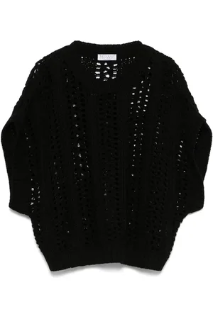 Brunello Cucinelli Bomuldsvest i ribbet net
