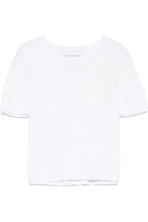 ERMANNO SCERVINO Cropped T-shirt med blondedetalje