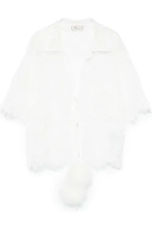BLUMARINE Blondebluse med pompondetalje