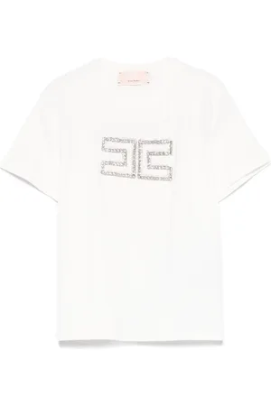 Elisabetta Franchi T-shirt med krystaludsmykning