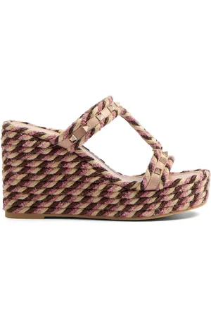 VALENTINO GARAVANI 90mm Rockstud sandaler med kilehæl