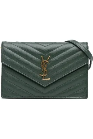 Saint Laurent Grain De Poudre matelasse chevron-mønstret Chain Wallet crossbody-taske med monogram fra 2018