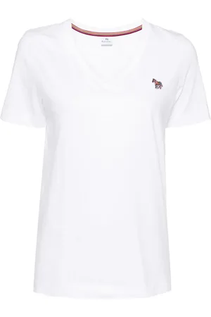 Paul Smith T-shirt med broderet logo med V-hals